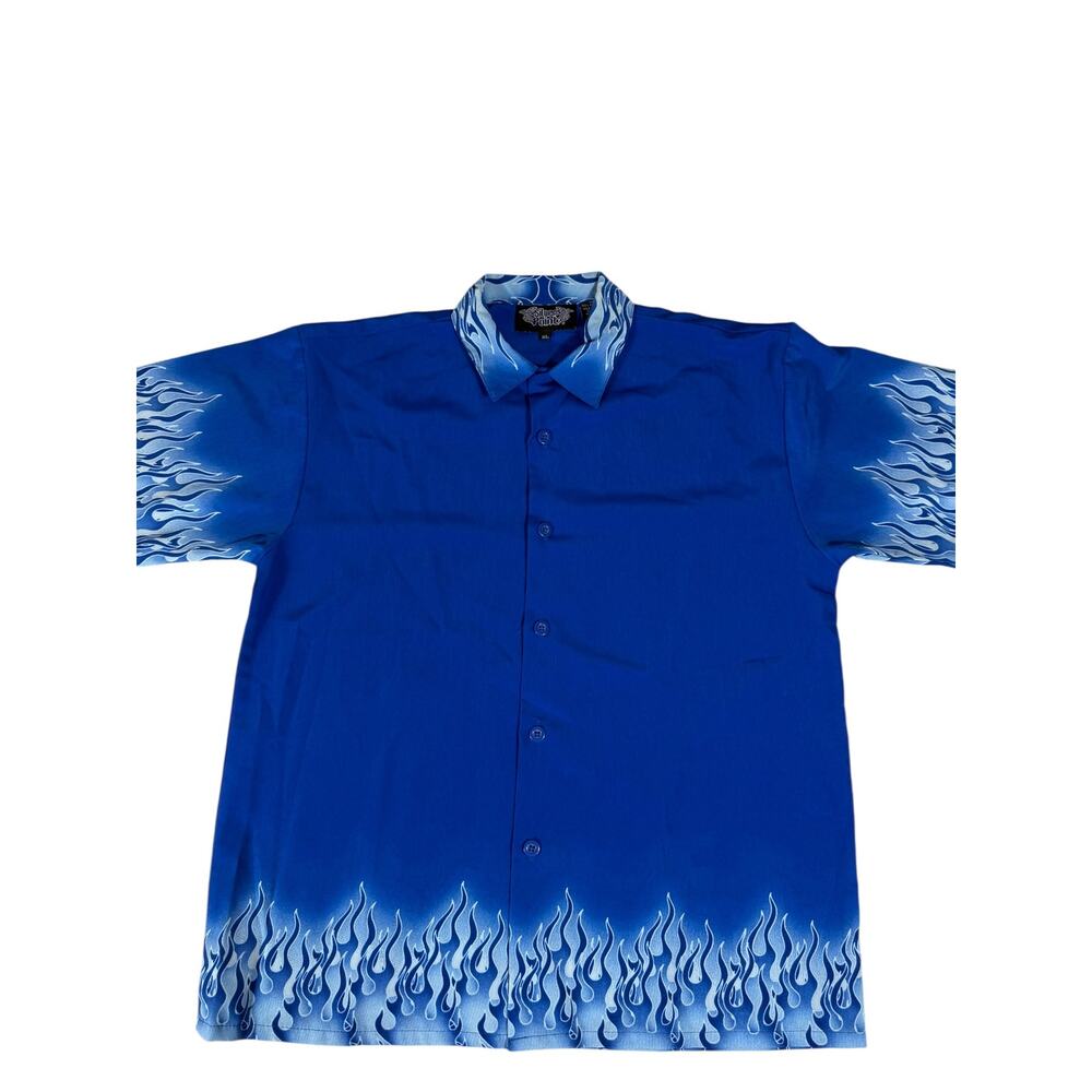 Silver Point Blue Flames Kids XL Button Up Shirt